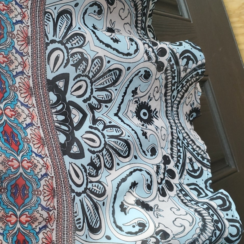 New Directions Boho Cold Shoulder Ditsy Floral Slipon Dress S Very Sheer… - Picture 13 of 17